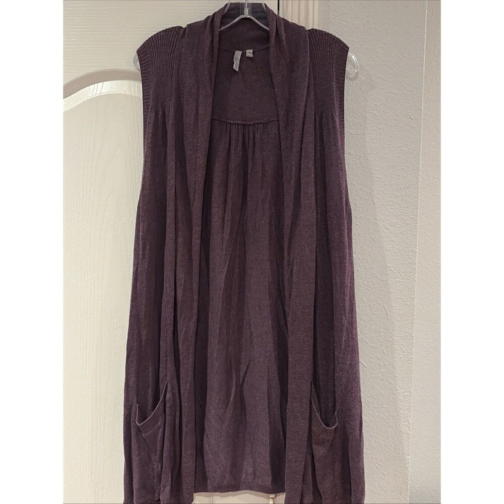 Caslon Sweater Women's Size M Purple/Pl Duster Open Cardigan Semi Sheer Knitted
